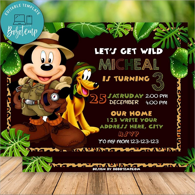 editable mickey safari invitation instant