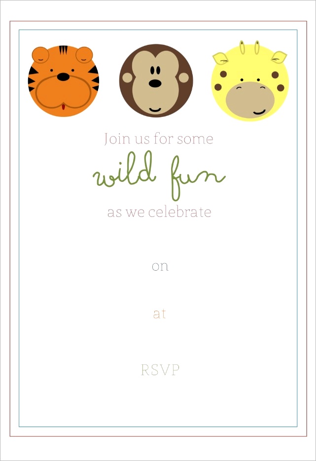 free jungle birthday party invitaton and party favor tags