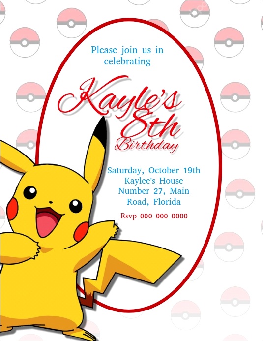 pokemon birthday party invitation template design