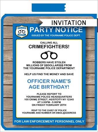 police party invitations template