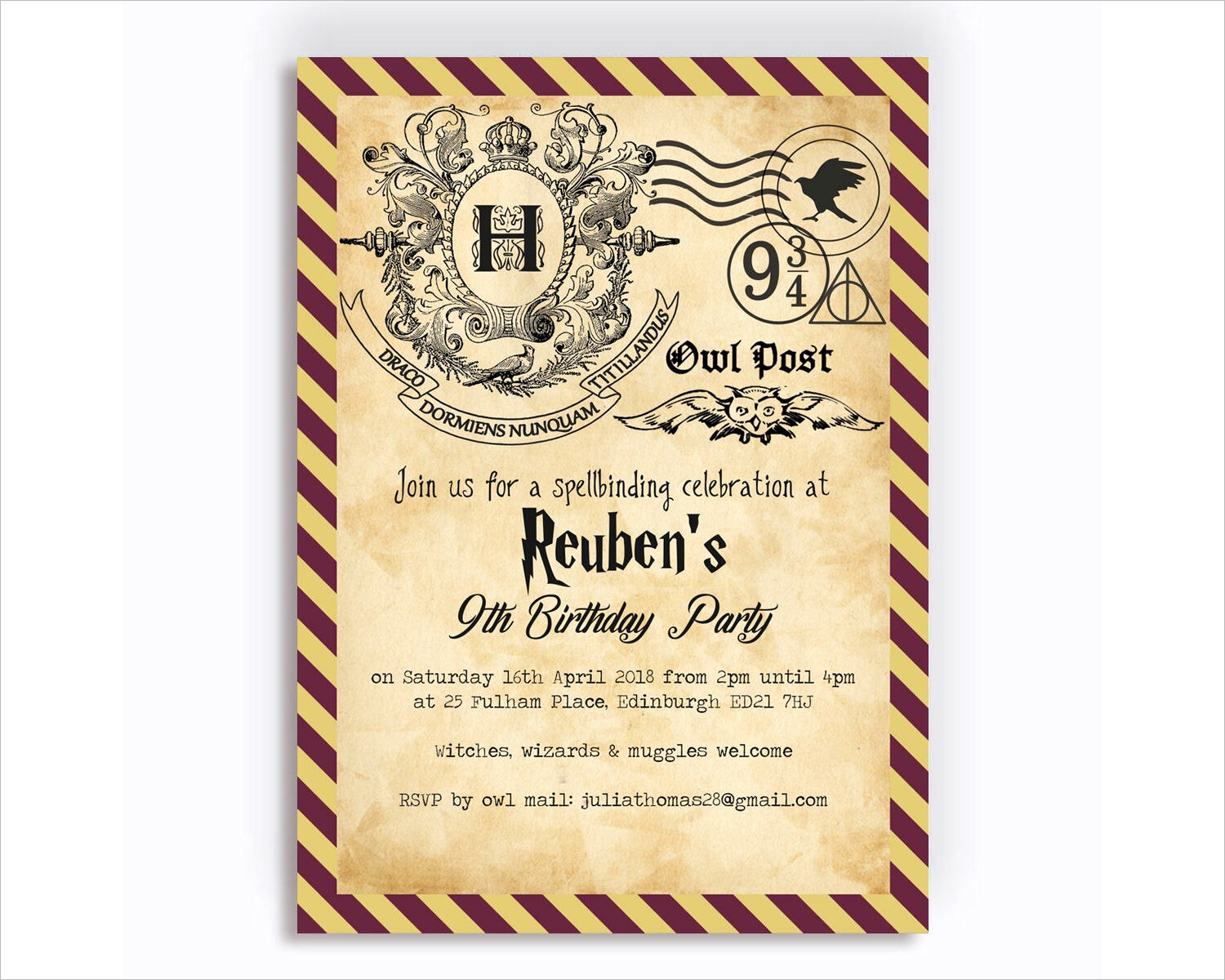 witches wizards birthday party invitation