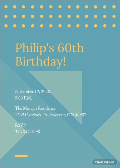 simple 60th birthday invitation card