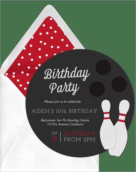 bowling party invitations
