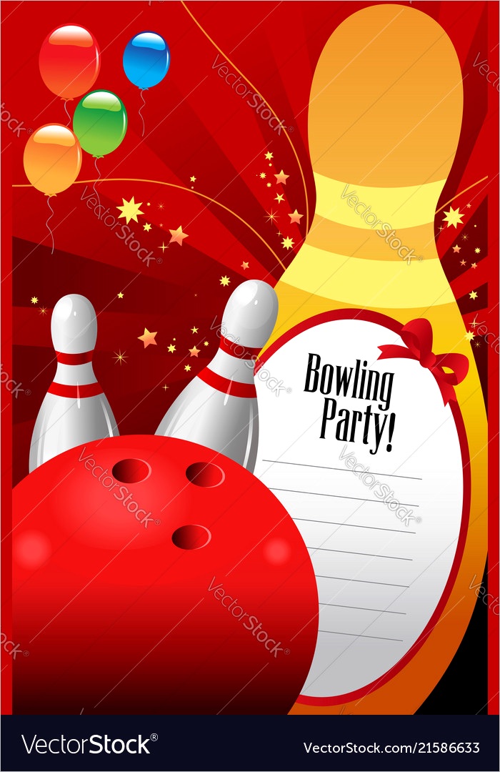bowling party invitation template vector