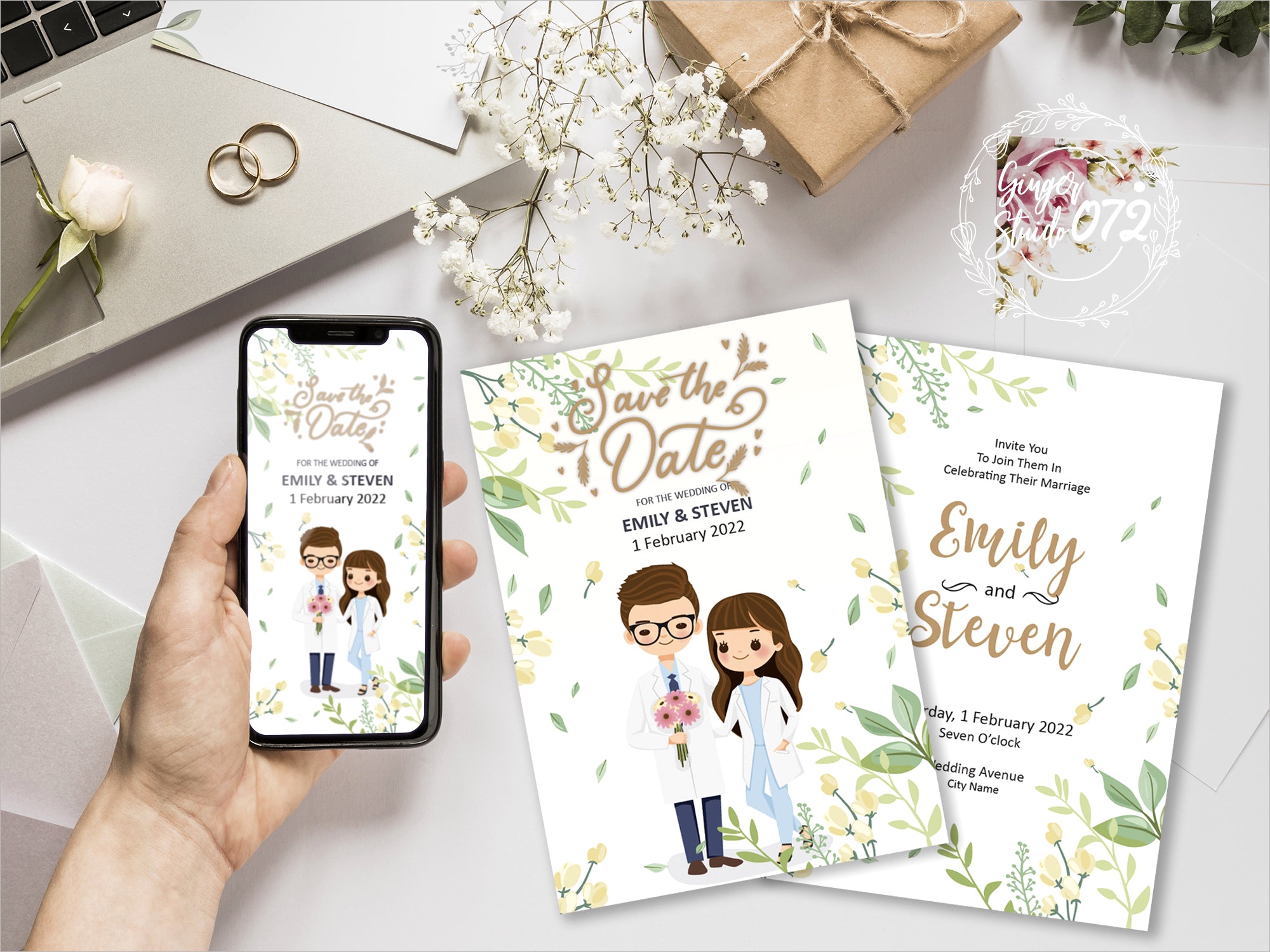 cute doctor wedding save the date