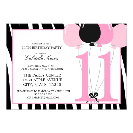 11th birthday party invitations wording