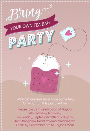 ideas and wording for tea party invitations