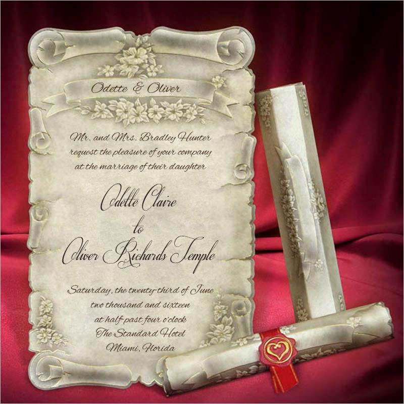 royal scroll invitations with a silver lining