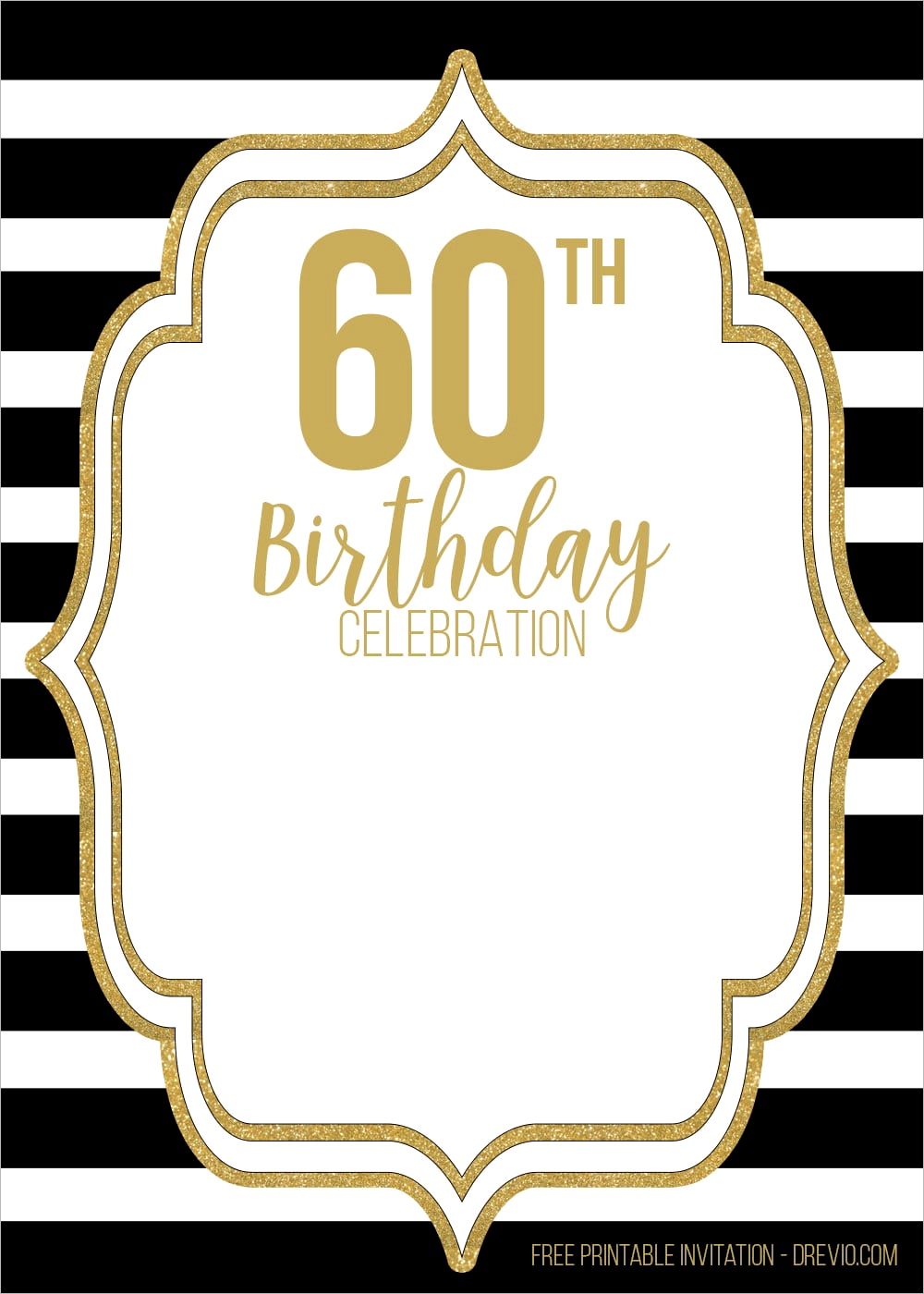 Editable Invite Sixty th Birthday Invitation Black andp