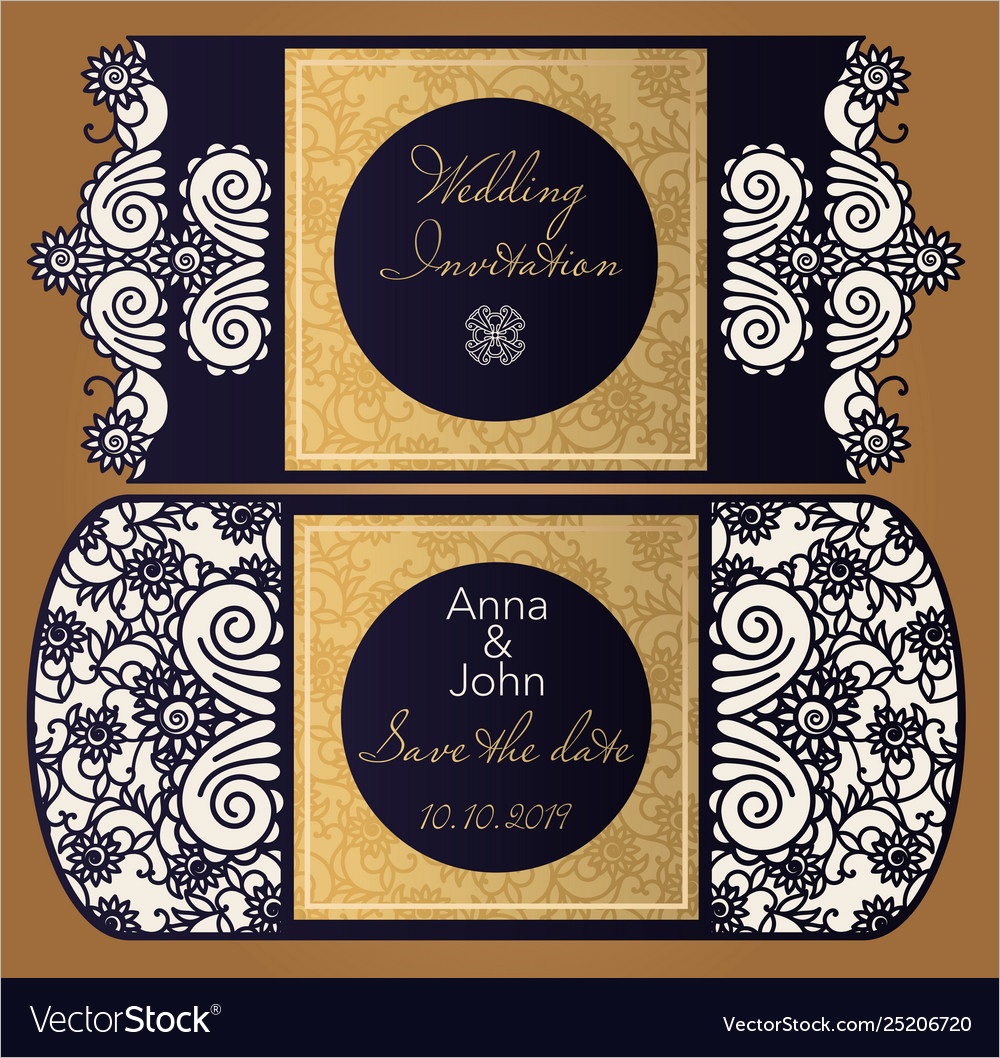 laser cut paper for weddings invitation template vector