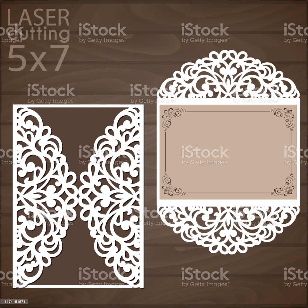 laser cut wedding invitation template vector cutout paper gate fold card for laser gm