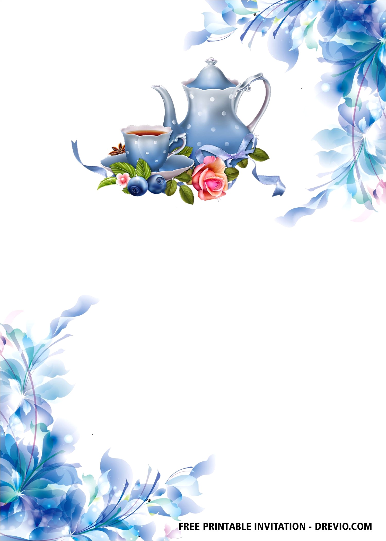 free floral tea party invitation templates