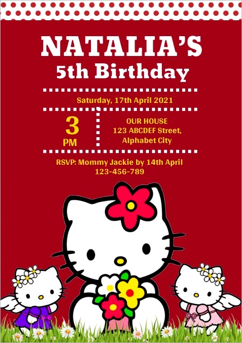 hello kitty birthday invitation design template