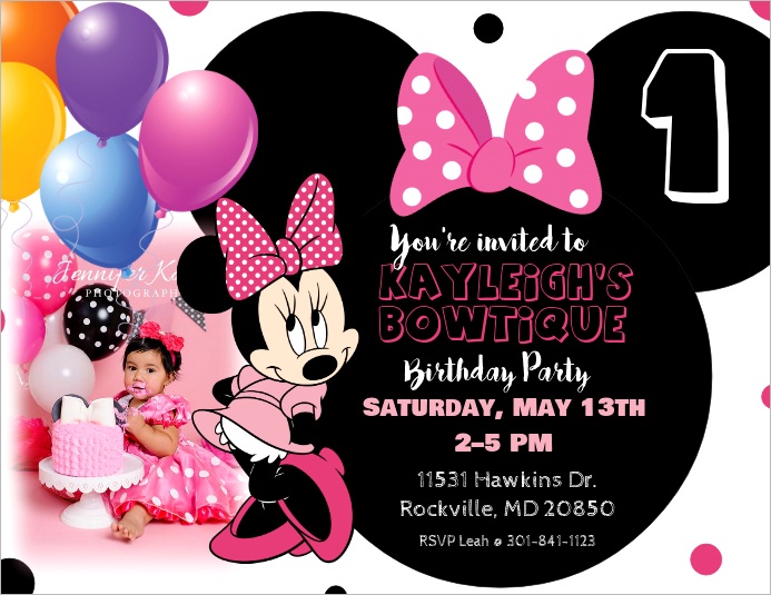 minnie mouse birthday invitation poster template