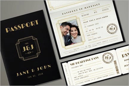 passport wedding invitation B57THF