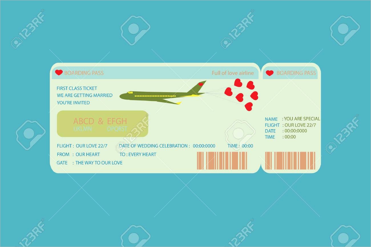 photo boarding pass ticket concept wedding invitation template