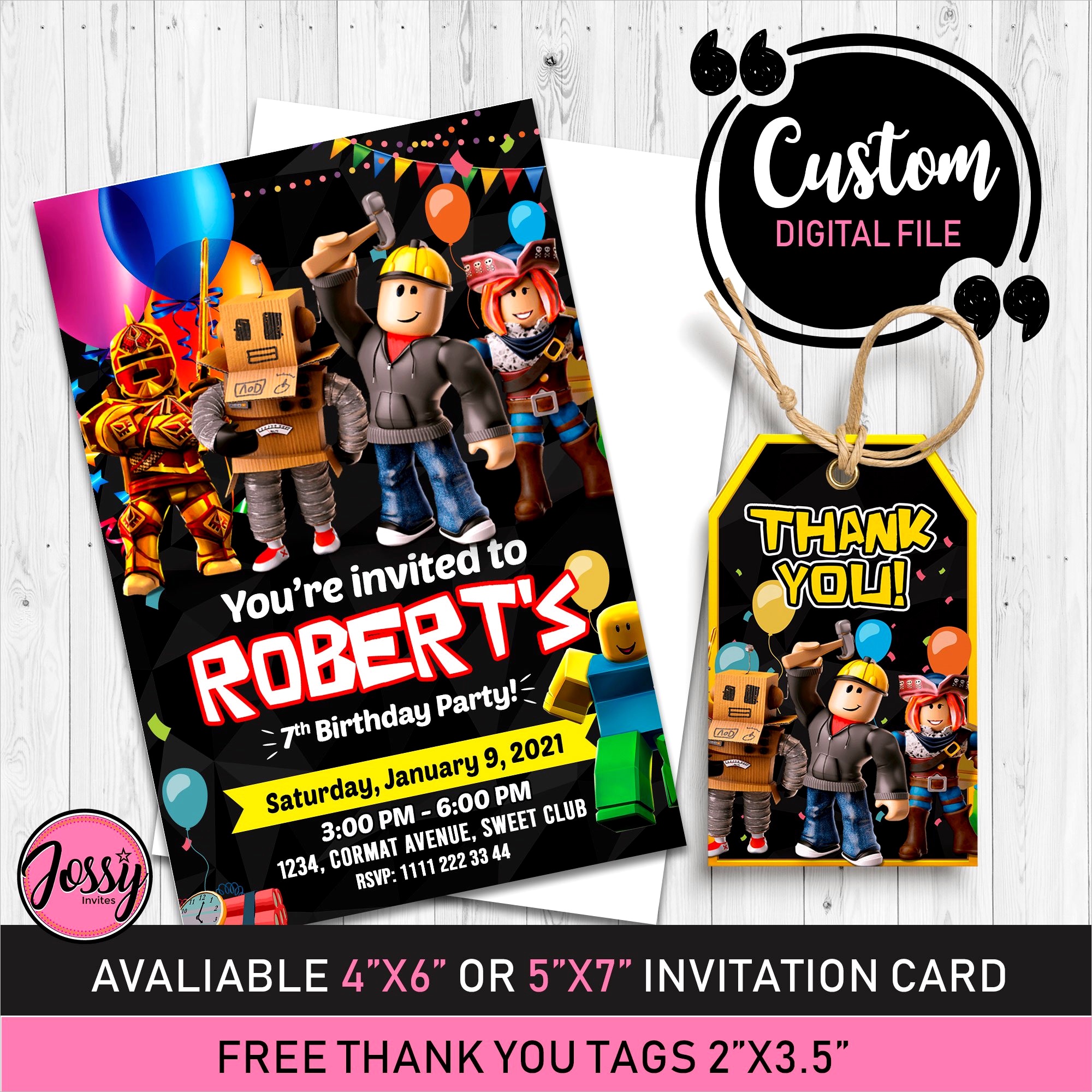 roblox birthday party invitation 2