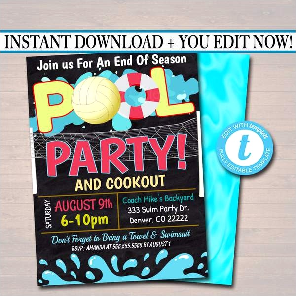 editable summer pool volleyball party