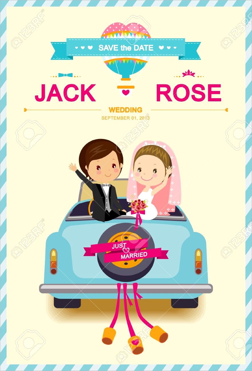 photo cute bride and groom in wedding car wedding invitation template