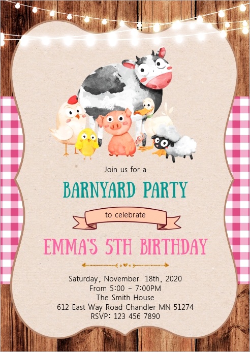 petting zoo birthday party invitation design template