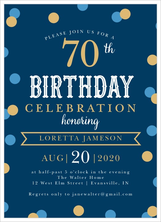 70th milestone birthday invitationsml