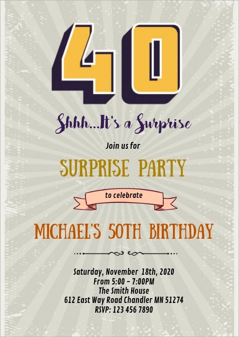 vintage adult 40th birthday invitation design template