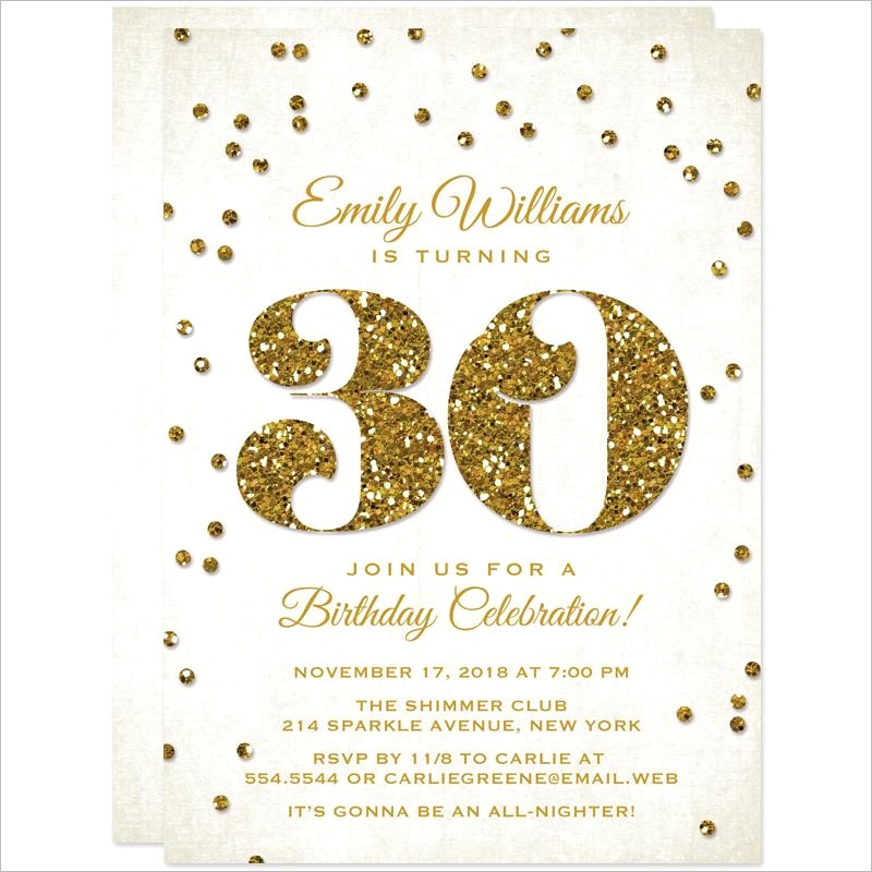 30th birthday party invitations gold confetti