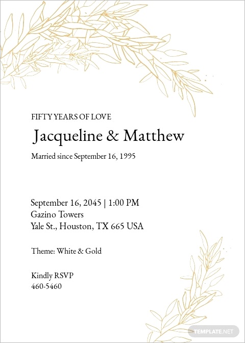 golden wedding anniversary invitation