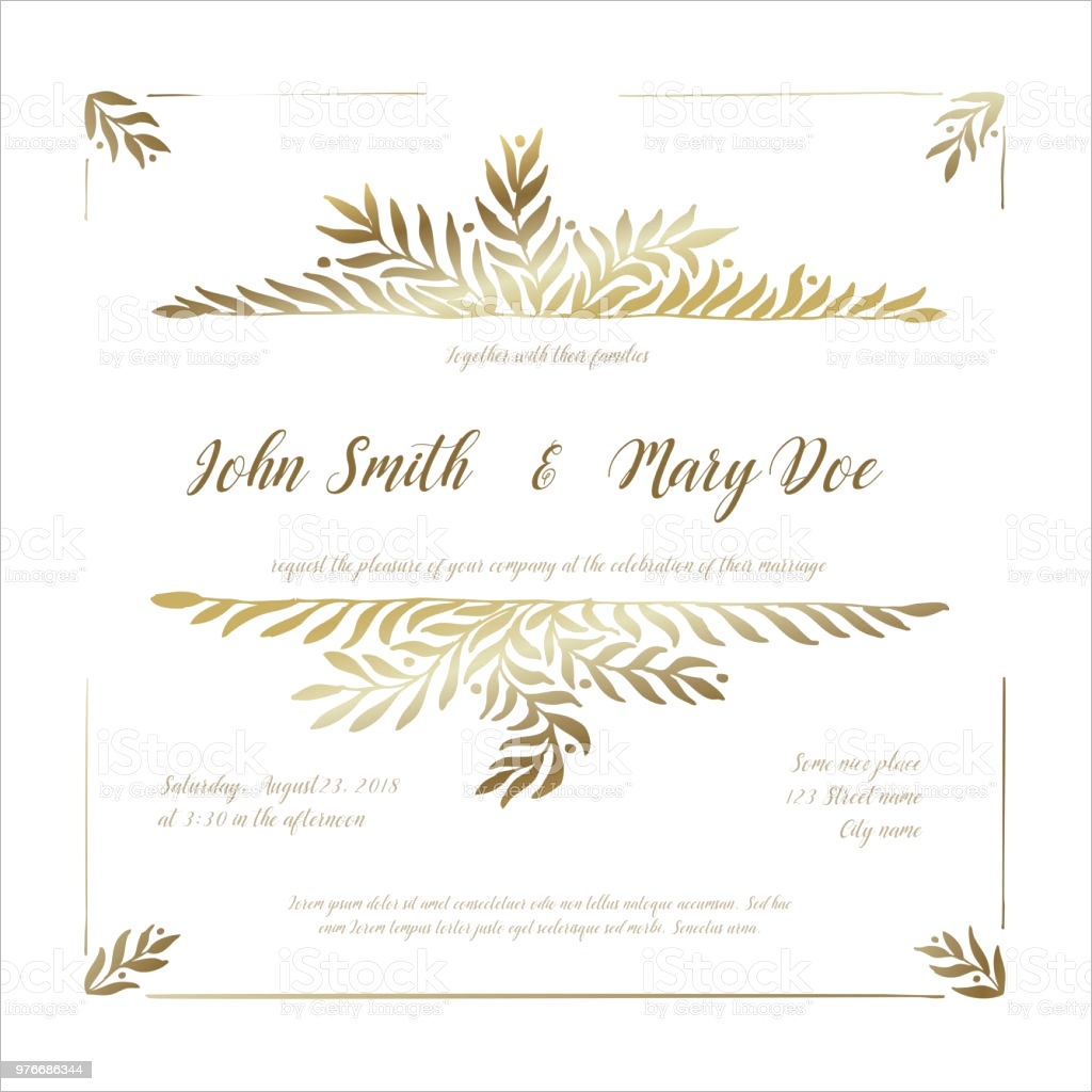 golden wedding invitation card template gm