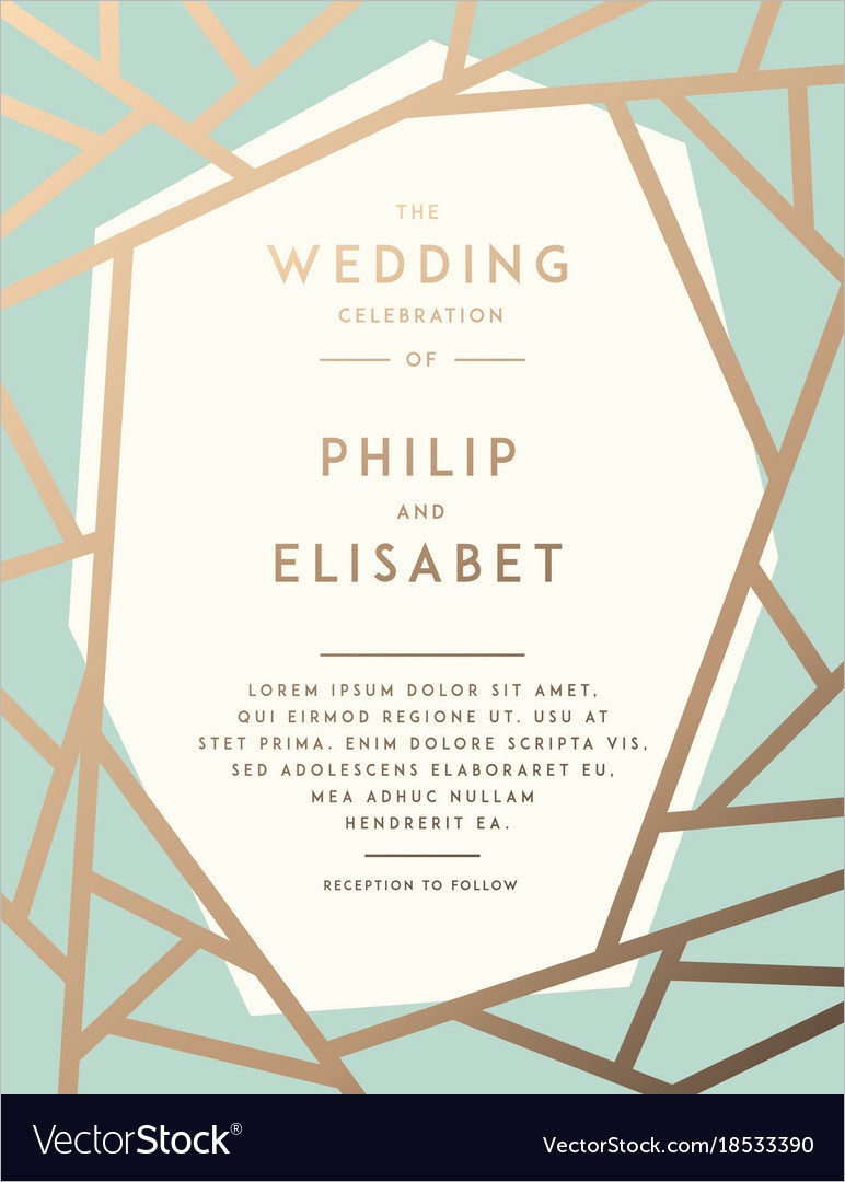 golden wedding invitation template vector
