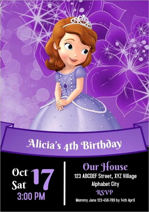 sofia the first birthday invitation design template