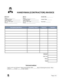 Product and service reviews are conducted independently by our editorial team, but we. Free Handyman Contractor Invoice Template Word Pdf Eforms