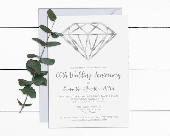 diamond wedding anniversary invitation