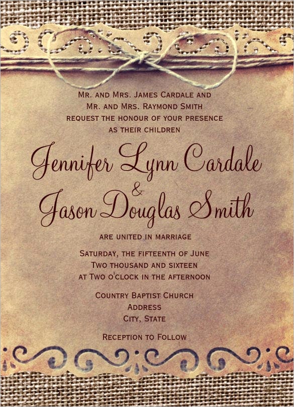 sample rustic wedding invitation