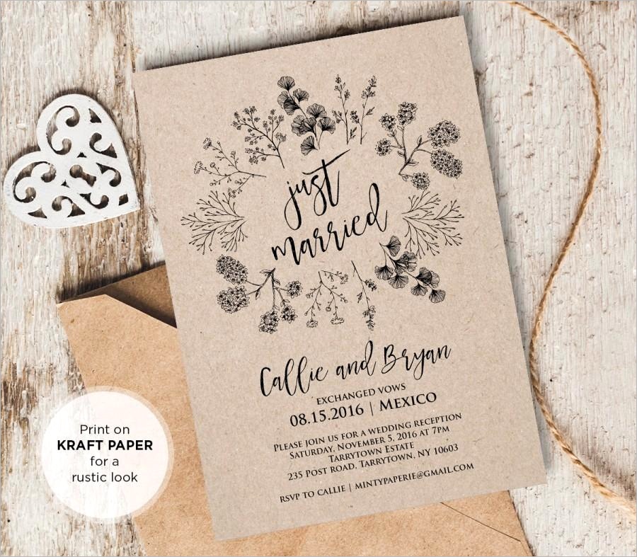 just married elope announcement printable rustic wedding elopement invitation instant editable text pdf template digital file