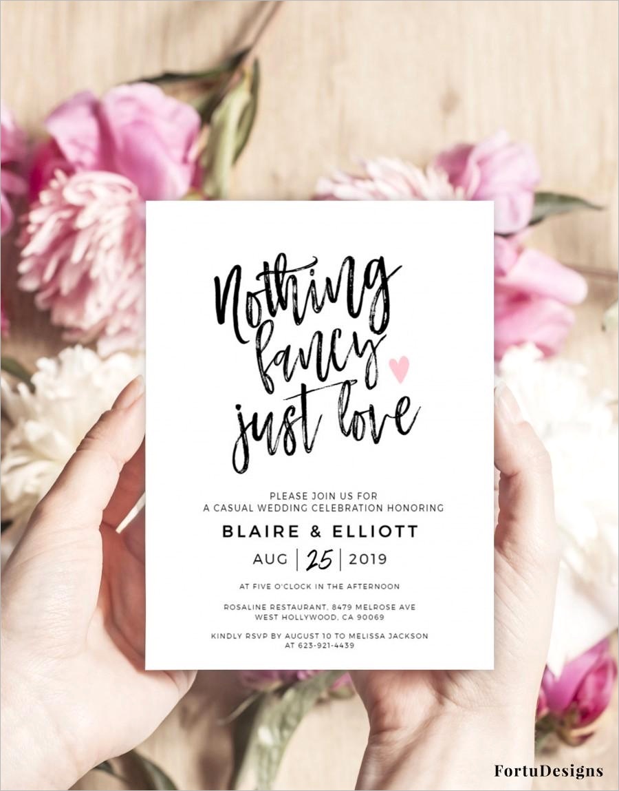 nothing fancy just love wedding invitation funny elopement announcement reception invitation template digital editable 5x7 50fd