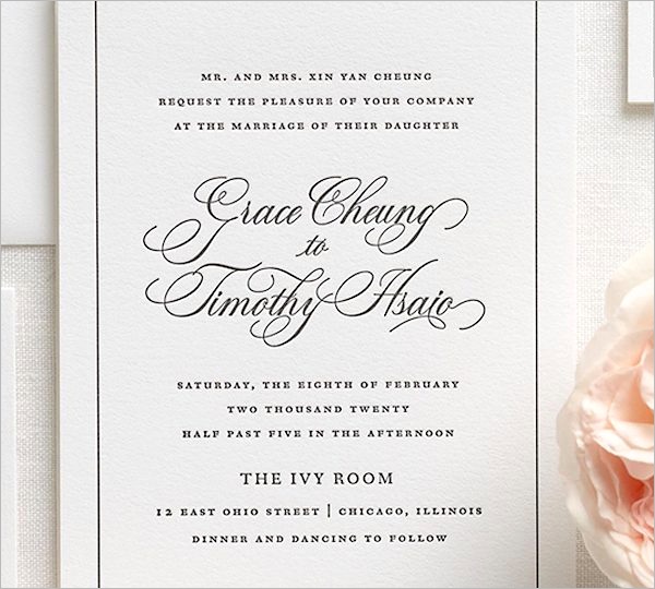 formal wedding invitation wording used for different situations