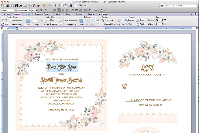 free delicate floral wedding invitation suite