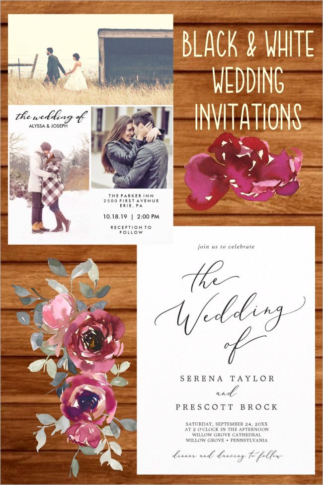 283 black and white wedding invitation templates