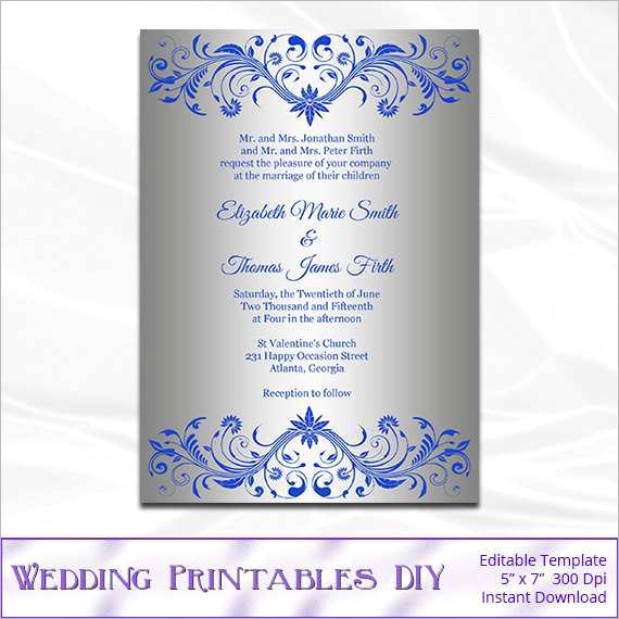 20 format royal blue wedding invitation template templates with royal blue wedding invitation template