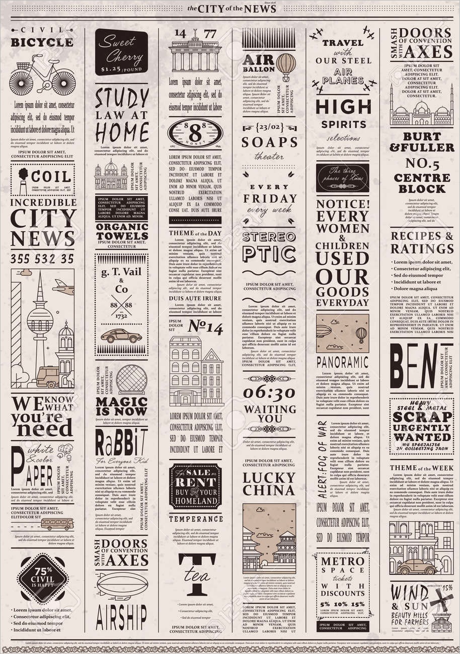 photo design of old vintage newspaper template