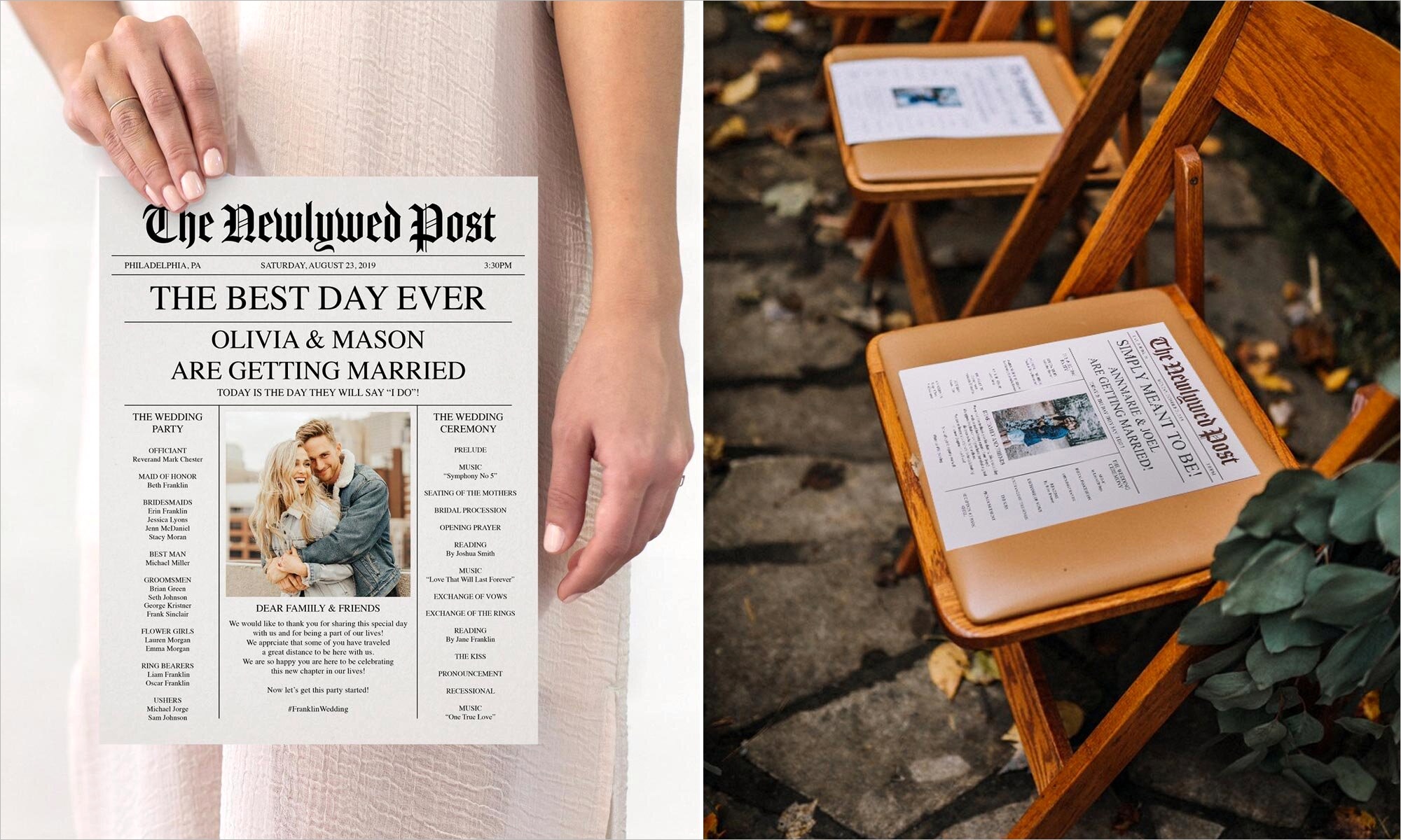 how to make wedding newspaper programs