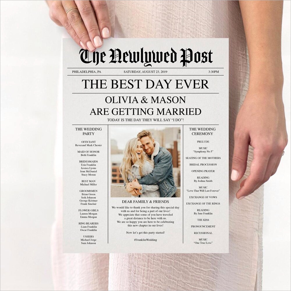 how to make wedding newspaper programs