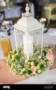 White Flower Centerpieces With Candles